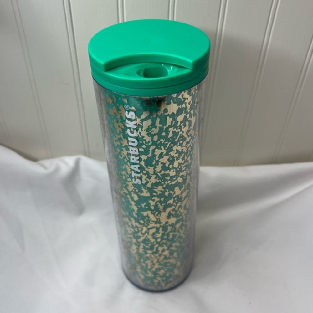 Starbucks Rare 16oz Green & Gold Marble 2020 Holiday Insulated Tumbler New
